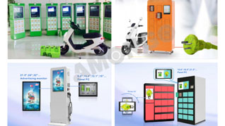 Màn hình công nghiệp của amongo được sử dụng trong các ứng dụng IOT (Tủ đựng bưu kiện, trạm trao đổi pin EV)